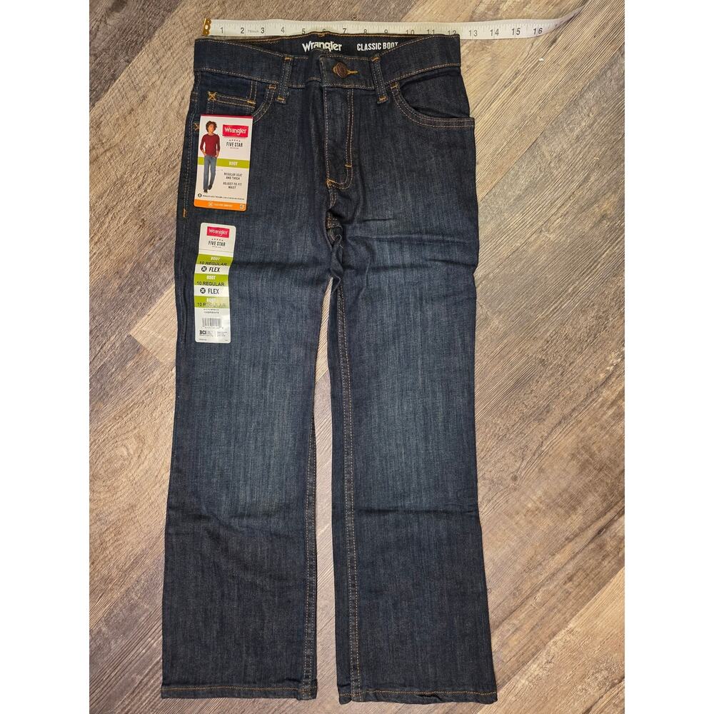 Wrangler Five Star Premium Boys Jeans 10 Reg Classic Boot Flex Dark Wash NWT